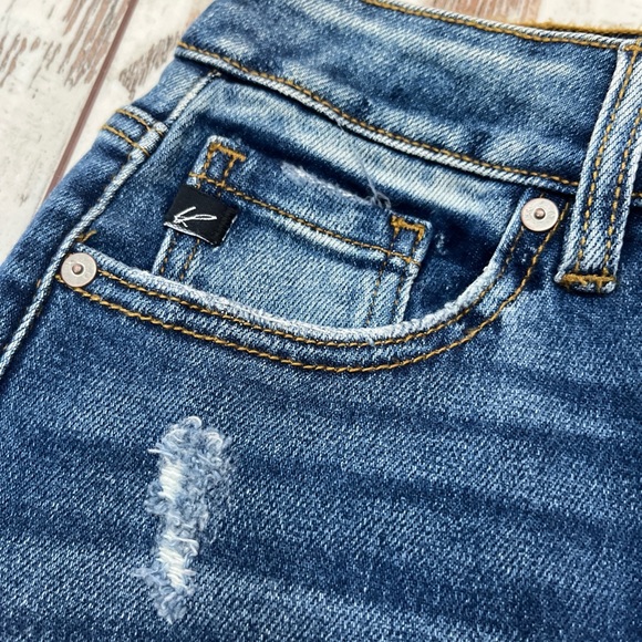 KanCan High Rise Distressed Ankle Skinny Jeans Frayed Hem Medium Wash NWT - Picture 9 of 16